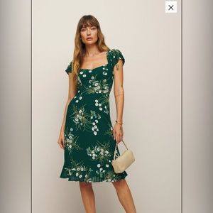 NWT Reformation Green Floral Dress Size 6